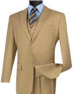 Vinci Classic Three Piece Suit in Khaki or Cognac