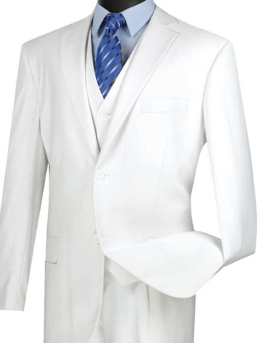 Vinci Classic Three Piece Suit in White or Ivory