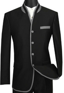 Vinci Slim Fit Banded Collar in Black
