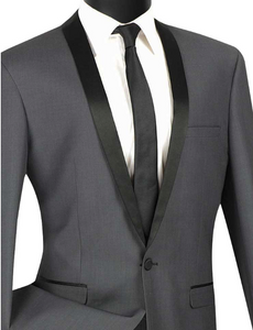 Vinci Slim Fit Shawl Collar Tux (Black,Grey, Ivory)