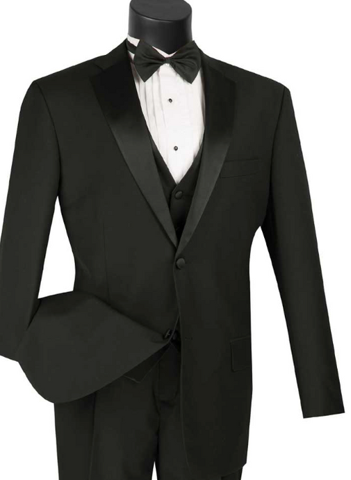 Four Piece Regular Fit Tuxedo with Vest and Bow Tie