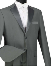 Load image into Gallery viewer, Regular Fit Tuxedo with Pleated Pants (Grey and Ivory)