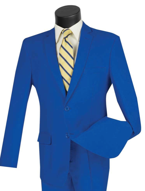 Regular Fit Single Breasted Suit (Royal)
