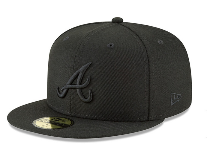 Atlanta Braves New Era 59Fifty Black on Black Fitted Cap