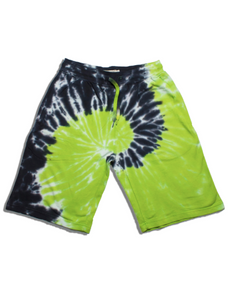 Navy and Lime Green Tie Dye Shorts
