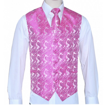 Load image into Gallery viewer, Men&#39;s Microfiber Paisley Vest, Tie, and Hanky (Pink Variations)
