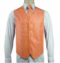 Load image into Gallery viewer, Men&#39;s Microfiber Paisley Vest, Tie, and Hanky (Pink Variations)