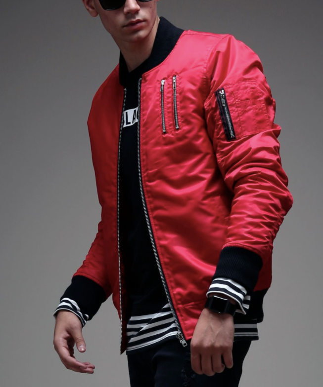 Basic Bomber Jacket Available in Red Black White Olive Navy The Look Shopthelookonline
