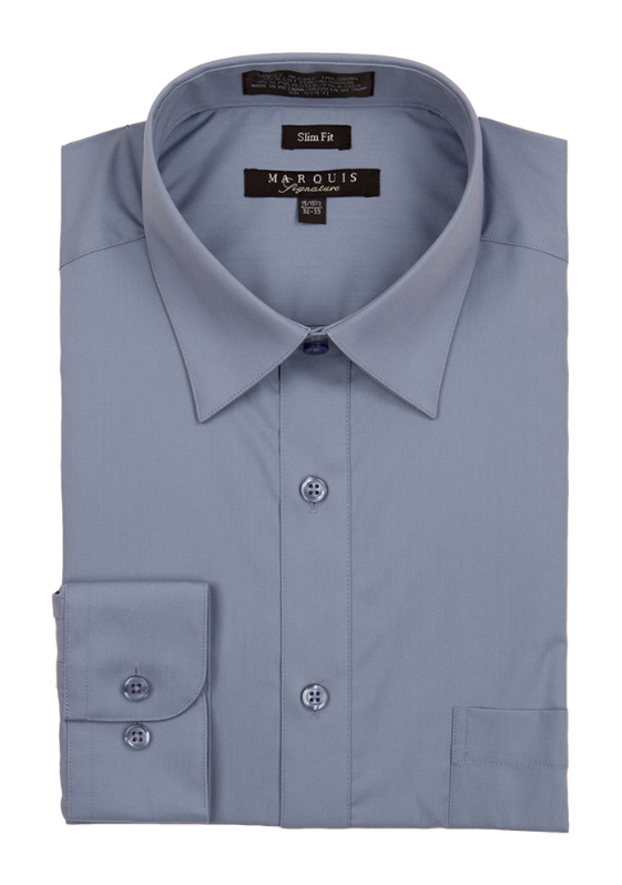 marquis signature slim fit dress shirt Men's Slim Fit Dress Shirt by Marquis in 30 Colors 15-15.5-32/33 Sleeve Length / Navy