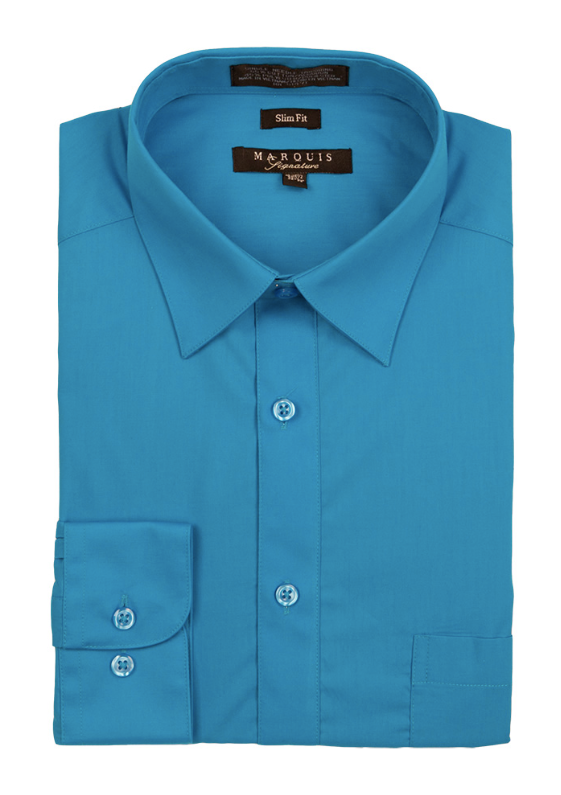 Marquis: Solid Slim Dress Shirt 009sl Caribbean Blue / 15.5 34/35 Marquis: Solid Slim Dress Shirt 009sl Caribbean Blue / 15.5 34/35