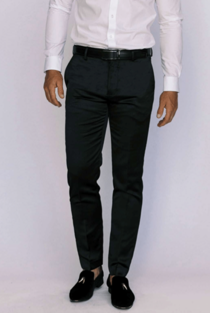 Black Satin (Sateen) Ultra Slim Fit Dress Pants
