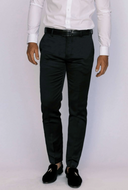 Black Sateen Ultra Slim Fit Satin Feel Dress Pants by Vinci # OUSST