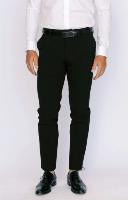Black Ultra Slim Flat Front Four Way Stretch Fit Dress Pants 50 Waist-32 Length