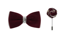 Load image into Gallery viewer, Velvet Bow Tie with Lapel Pin