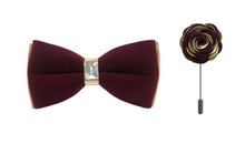 Load image into Gallery viewer, Velvet Bow Tie with Lapel Pin