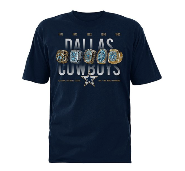 Dallas Cowboys Mens Rings Short Sleeve T-Shirt