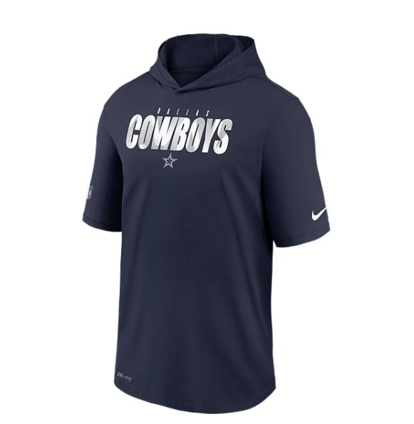 Dallas Cowboys Nike Dri-FIT Cotton Mens Team Logo Short Sleeve Training Hoodie