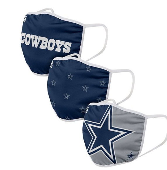 Dallas Cowboys Youth Printed Face Coverings - 3 Pack