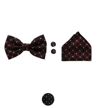 Load image into Gallery viewer, Bowtie, Hanky, and Cufflinks Set