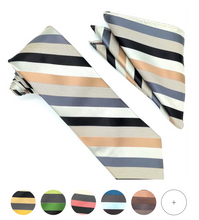 Load image into Gallery viewer, Striped Tie and Hanky Set