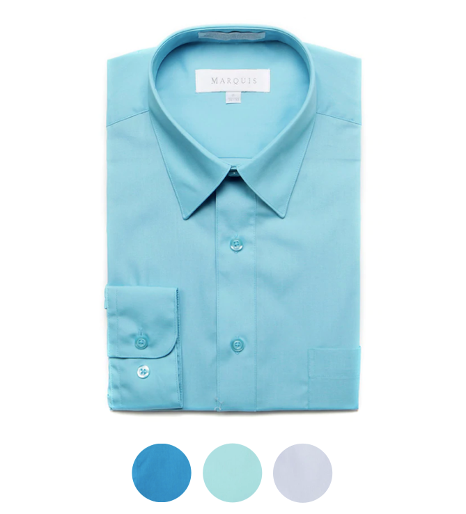 Men's Regular Fit Dress Shirts available in 31 Colors 15.5/ Medium / 34-35 / Light Blue