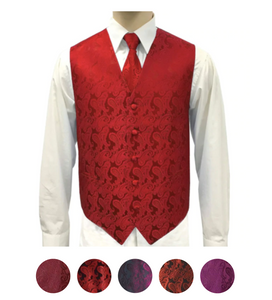 Men's Microfiber Paisley Vest, Tie, and Hanky