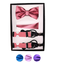 Load image into Gallery viewer, Solid Bowtie &amp; Suspender Set