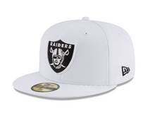Load image into Gallery viewer, Raiders New Era 59Fifty 5950 Black, White &amp; Snow Gray Fitted Cap
