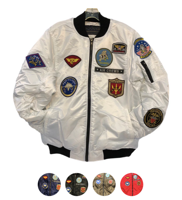 Bomber Flight Jacket with Aviation Patches