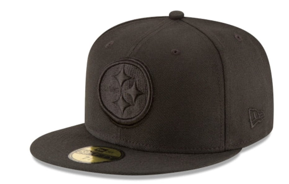 Pittsburg Steelers New Era 59Fifty 5950 Black on Black Tonal Fitted Cap