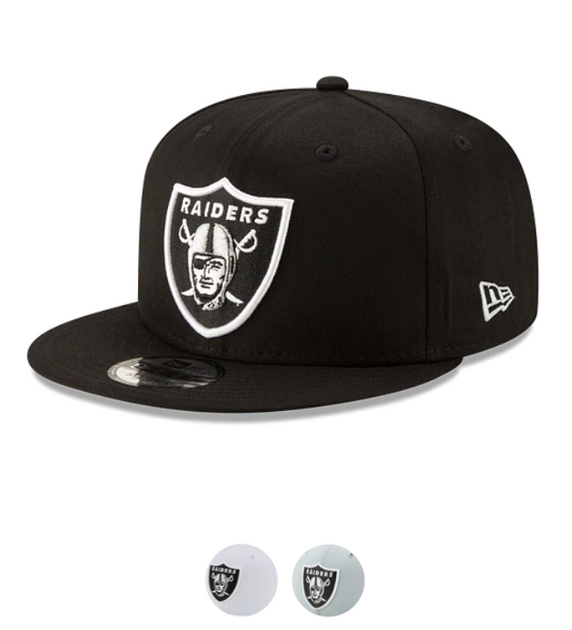 Raiders New Era 59Fifty 5950 Black, White & Snow Gray Fitted Cap