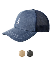 Load image into Gallery viewer, Kangol Distressed Denim Cotton Mesh Snapback Cap