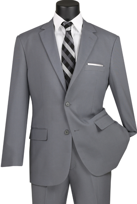 Regular Fit Medium Gray Single Breasted Suit (Available Up to Size 70)