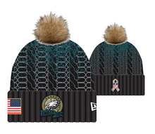 Load image into Gallery viewer, Philadelphia Eagles Pom Knit New Era Salute to Service Beanie