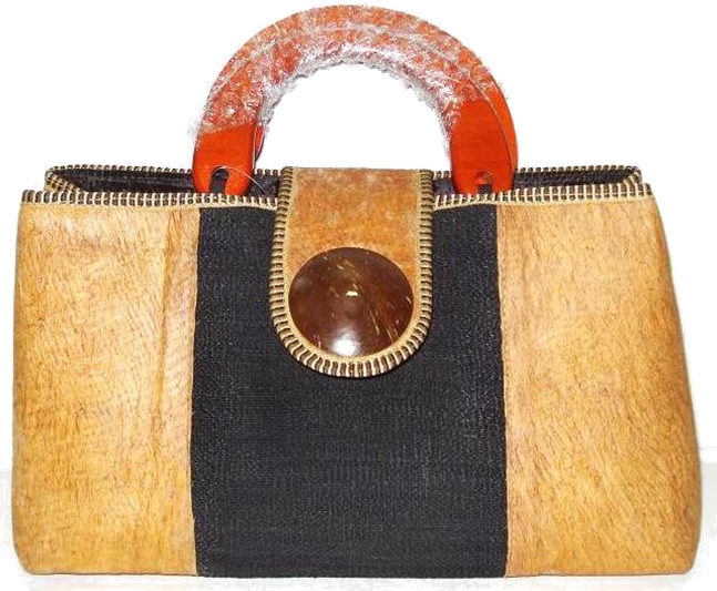 Large Bark Bag with Wooden Handles