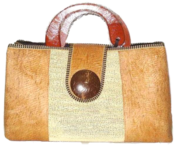 Large Bark Bag with Wooden Handles