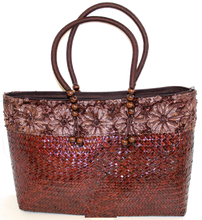 Load image into Gallery viewer, Large Bamboo Tote with Brown Rope Handle