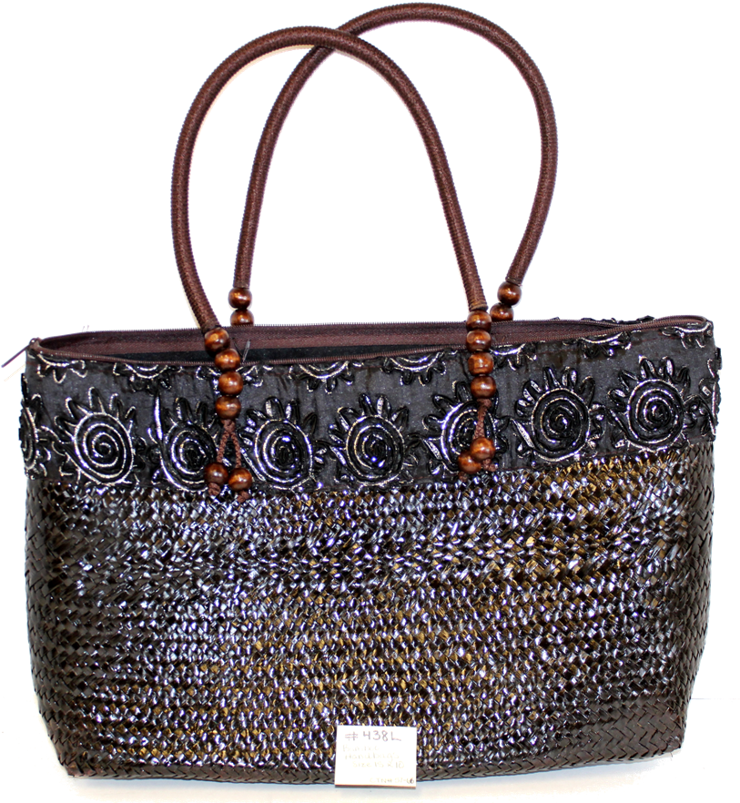 Large Bamboo Tote with Brown Rope Handle