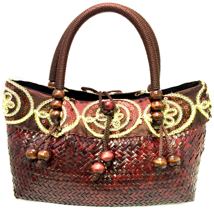 Bamboo Tote with Brown Rope Handle