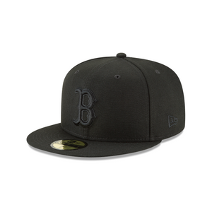 Boston Red Sox 59Fifty New Era Black on Black Fitted Cap
