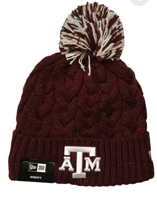 Texas A & M Sparkle Cable Knit New Era Beanie