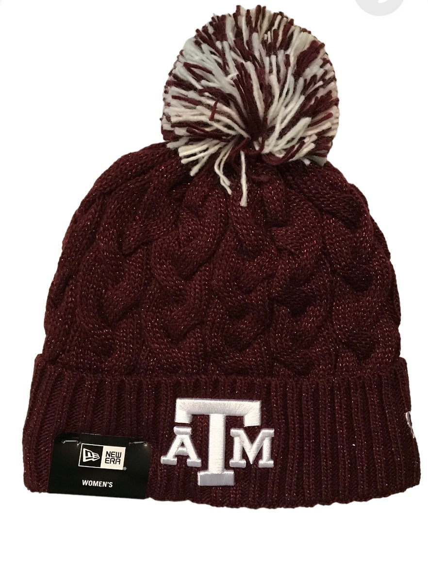 Texas A & M Sparkle Cable Knit New Era Beanie