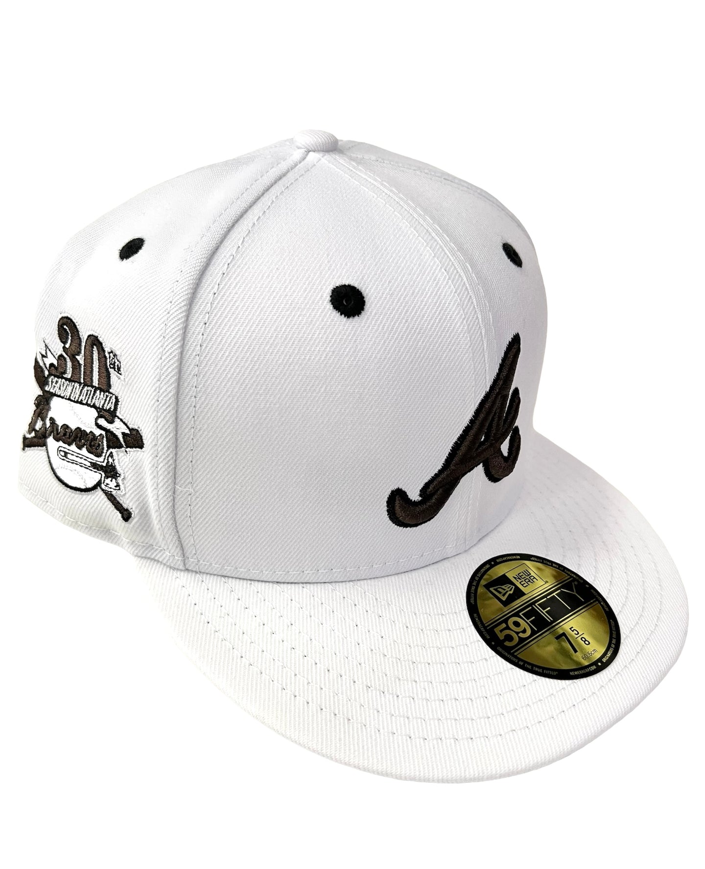 Atlanta Braves New Era 59Fifty 30th Season Side Patch Exclusive Fitted Cap - White with Brown Logos