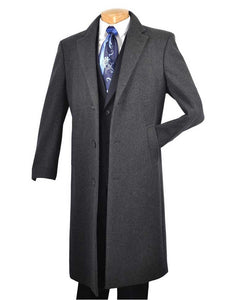 Single Breasted 48" Full Length Wool Blend 3 Button Vinci Overcoat