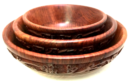 Set of Three Wooden Bowls