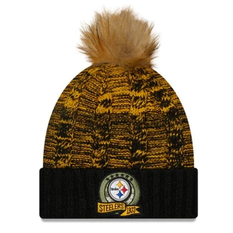 Pittsburg Steelers Pom Knit New Era Salute to Service Beanie