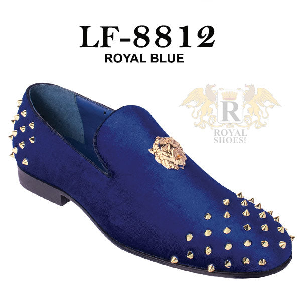 Embellished Gold Panther Head on Velvet Slip On Smoker Shoe