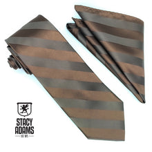 Load image into Gallery viewer, Two Toned Striped Tie and Hanky Set