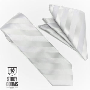 Two Toned Striped Tie and Hanky Set