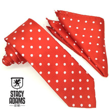 Load image into Gallery viewer, Satin Polka Dot Tie and Hanky Set
